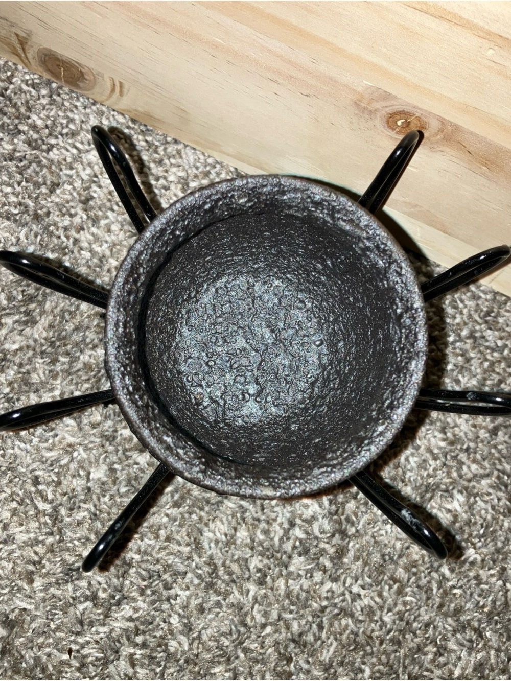 Black Metal & Pottery 8 Legged Spider Candle Holder - Rustic Holiday Accent - Picture 5 of 5